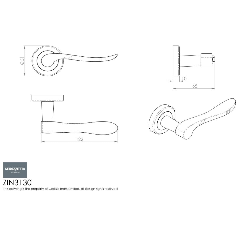 This image is a line drwaing of a Serozzetta - Serozzetta Verdun Lever On Rose - Antique Brass available to order from Trade Door Handles in Kendal