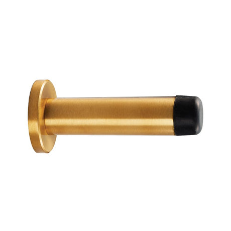 This is an image of a Carlisle Brass - Cylinder Pattern Door Stop - with Rose - Satin Brass that is availble to order from Trade Door Handles in Kendal.