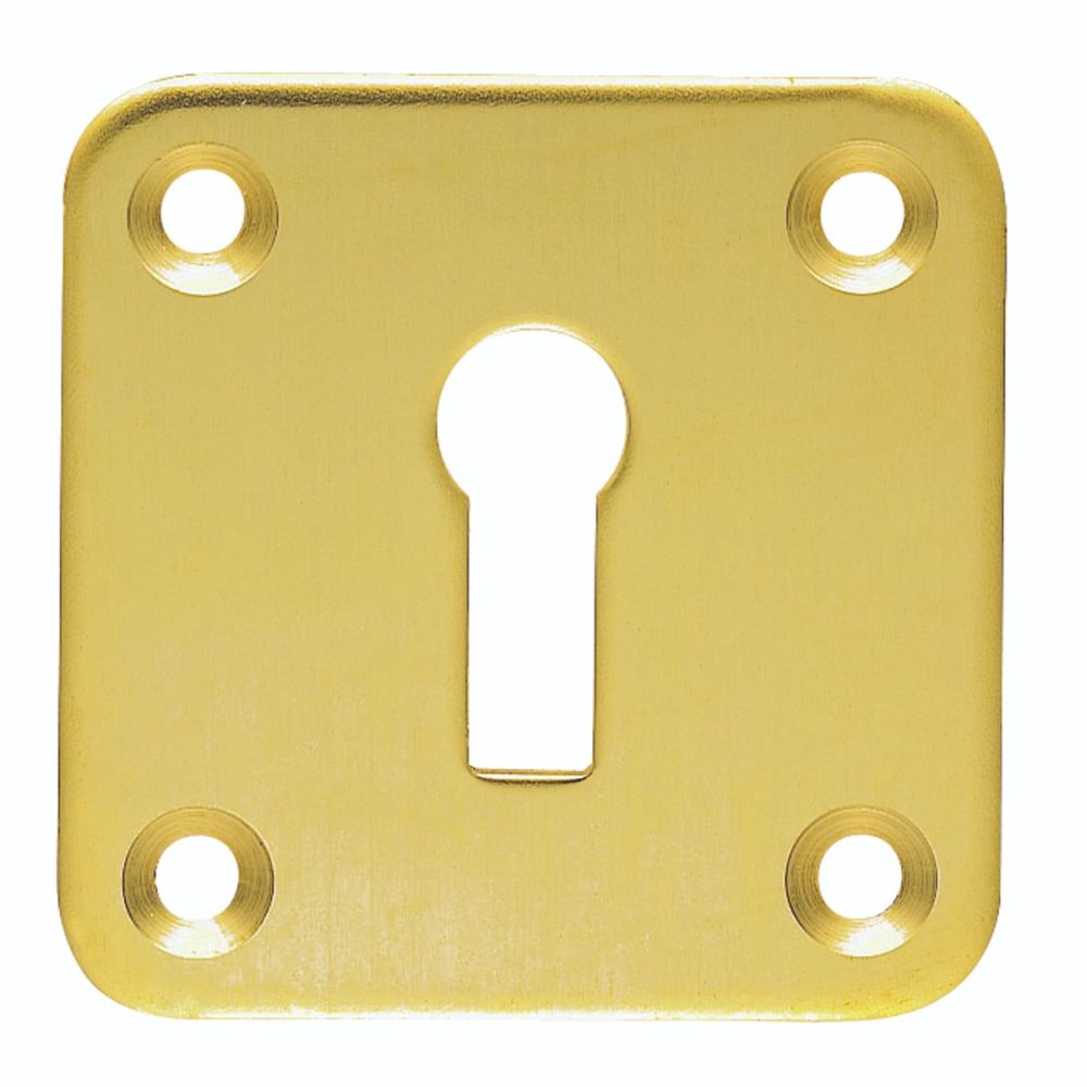 This is an image of a Carlisle Brass - Square Standard Profile Escutcheon - Polished Brass that is availble to order from Trade Door Handles in Kendal.