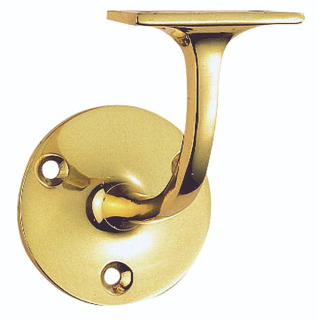 This is an image of a Carlisle Brass - Lightweight Handrail Bracket - Polished Brass that is availble to order from Trade Door Handles in Kendal.
