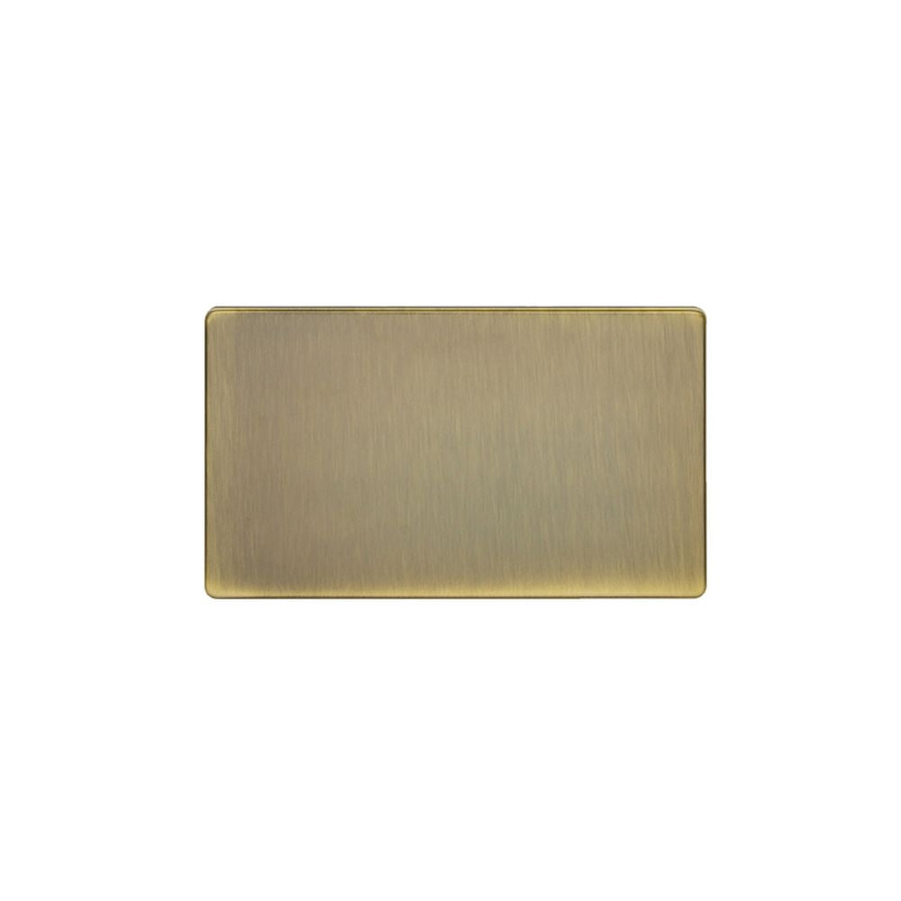 This is an image showing Eurolite Concealed 3mm Double Blank Plate - Antique Brass (With Black Trim) ab2bb available to order from trade door handles, quick delivery and discounted prices.