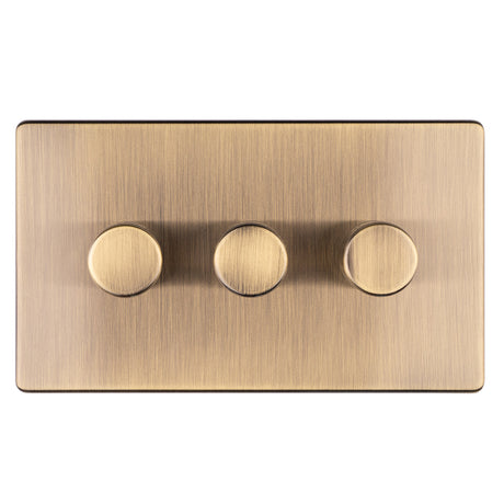 This is an image showing Eurolite 3 Gang Dimmer - Antique Brassab3dled available to order from trade door handles, quick delivery and discounted prices.