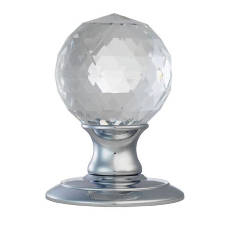 This is an image of a Carlisle Brass - Ice Facetted Crystal Knob - Polished Chrome that is availble to order from Trade Door Handles in Kendal.