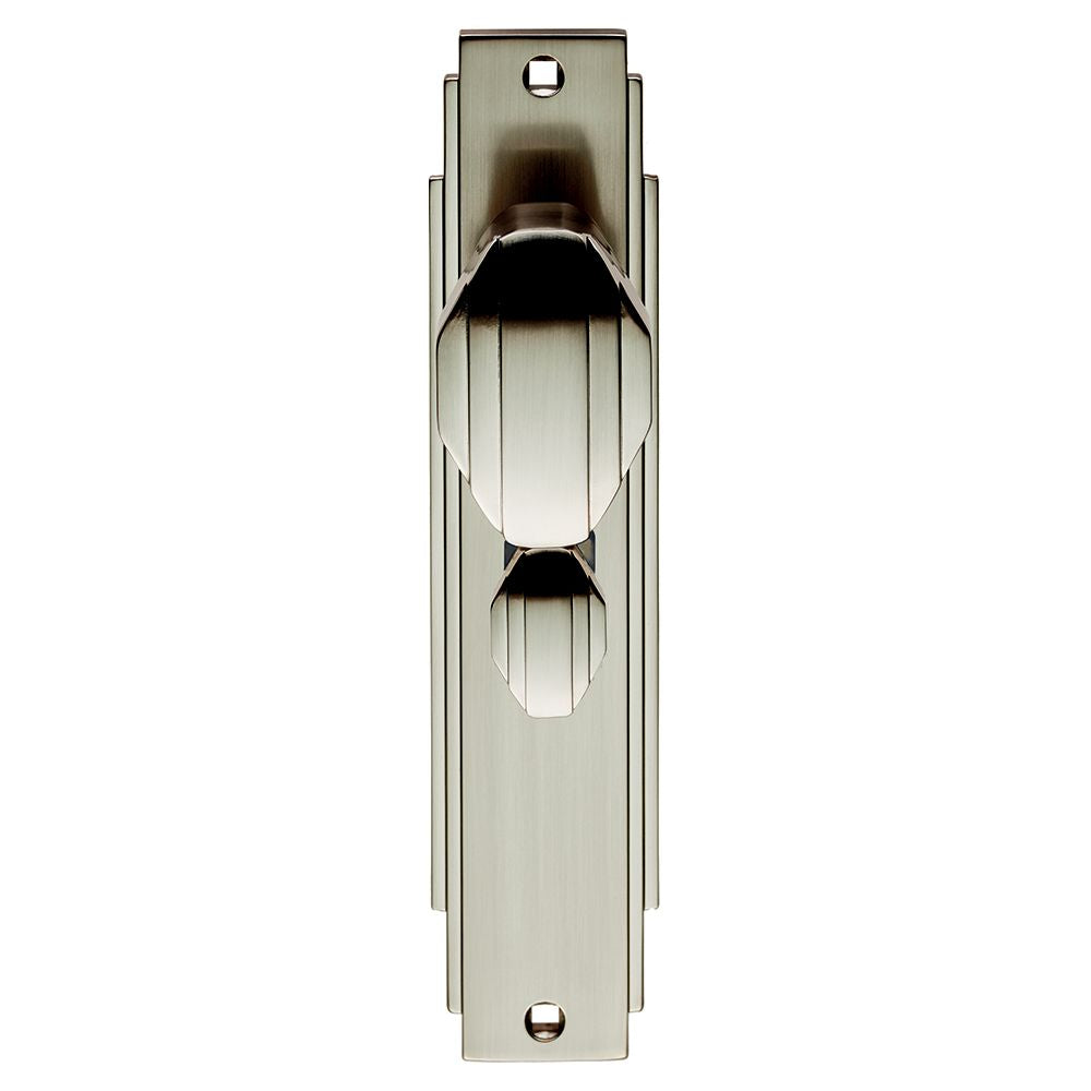 This is an image of a Carlisle Brass - Art Deco Knob on WC Backplate - Satin Nickel that is availble to order from Trade Door Handles in Kendal.