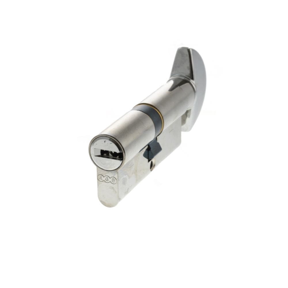 AGB Locks & Latches 35 x 35mm / Polished Chrome / Euro Cylinder & Turn AGB Euro Profile 15 Pin Cylinder Key to Turn 35-35mm (70mm) - Polished Chrome