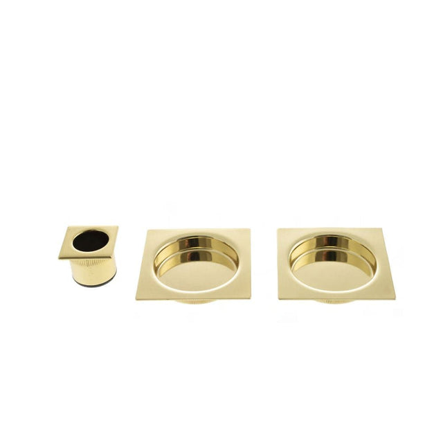 AGB Door Furniture Polished Brass / Flush Handle / Square AGB Sliding Door Flush Pull Square - Polished Brass