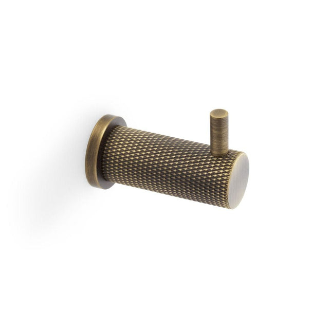 Alexander & Wilks Accessories Antique Brass / Single Coat Hooks Alexander & Wilks Brunel Knurled Coat Hook - Antique Brass
