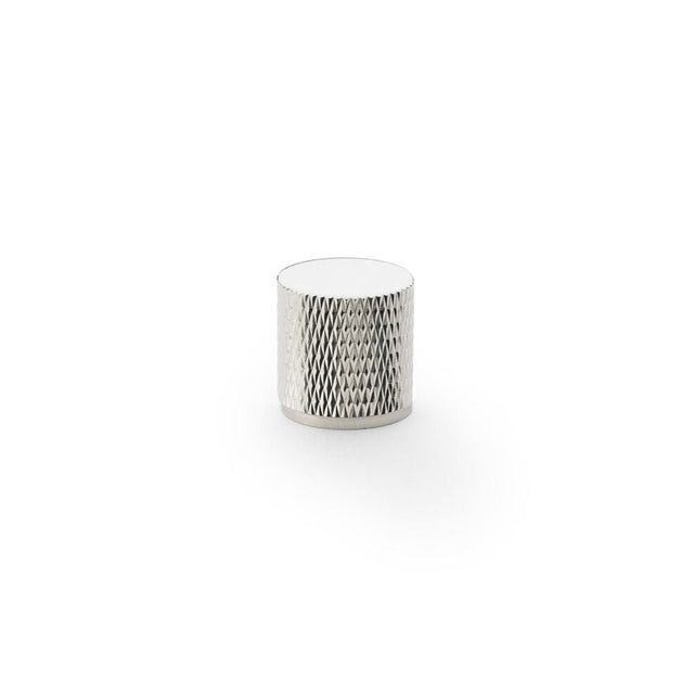 Alexander & Wilks Cabinet Hardware Polished Nickel / Cabinet Knobs / 20mm Dia. Alexander & Wilks Brunel Knurled Cylinder Cupboard Knob - Polished Nickel - 20mm