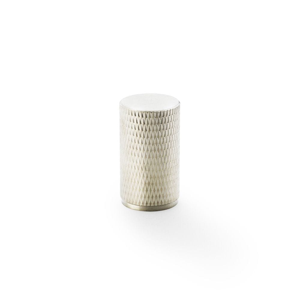 Alexander & Wilks Cabinet Hardware Satin Nickel / Cabinet Knobs / 35mm Dia. Alexander & Wilks Brunel Knurled Cylinder Cupboard Knob - Satin Nickel - 35mm