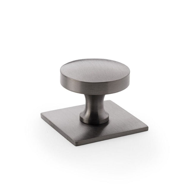 Alexander & Wilks Cabinet Hardware Dark Bronze PVD / Cabinet Knobs Alexander & Wilks Bullion Cupboard Knob on Square Backplate - Dark Bronze PVD