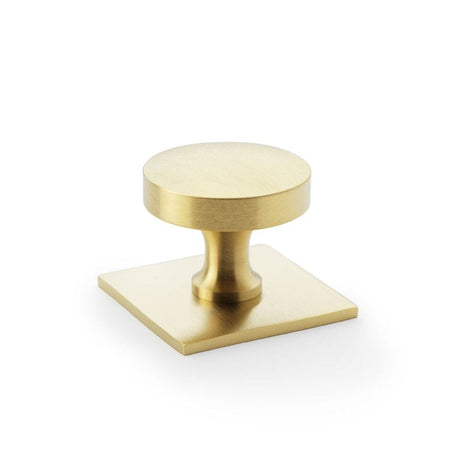 Alexander & Wilks Cabinet Hardware Satin Brass PVD / Cabinet Knobs Alexander & Wilks Bullion Cupboard Knob on Square Backplate - Satin Brass PVD