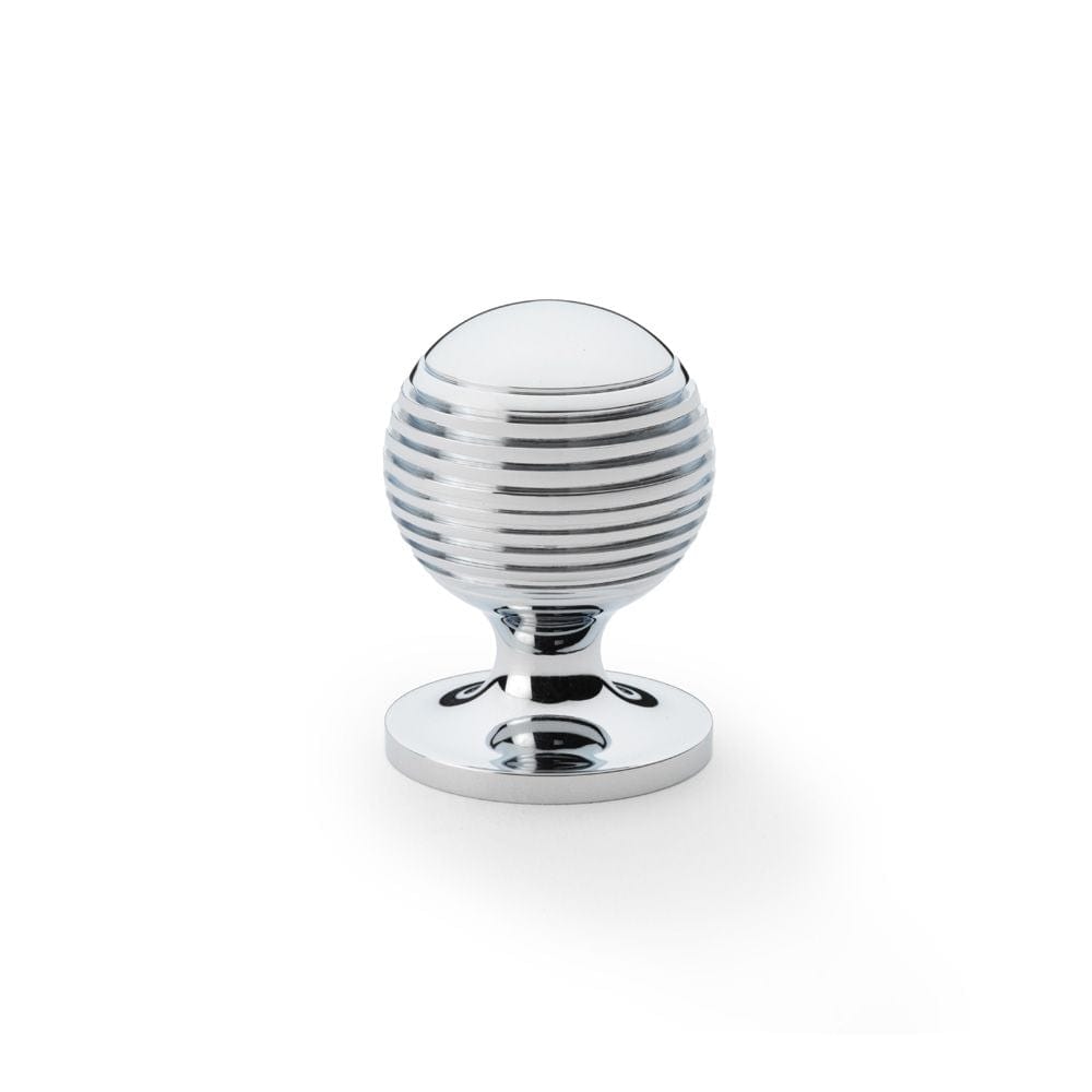 Alexander & Wilks Cabinet Hardware Polished Chrome / Cabinet Knobs / 32mm Dia. Alexander & Wilks Caesar Cupboard Knob on Round Rose - Polished Chrome - 32mm