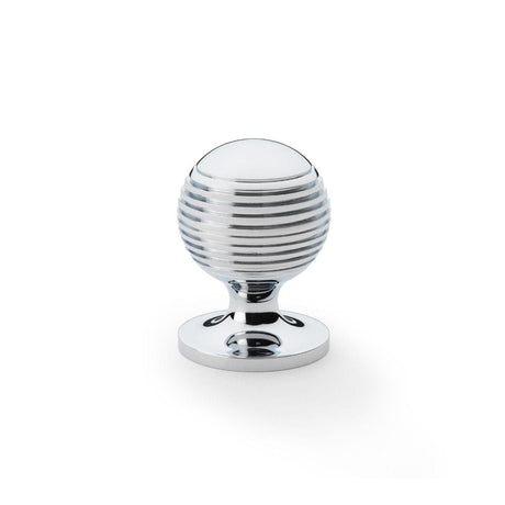 Alexander & Wilks Cabinet Hardware Polished Chrome / Cabinet Knobs / 32mm Dia. Alexander & Wilks Caesar Cupboard Knob on Round Rose - Polished Chrome - 32mm