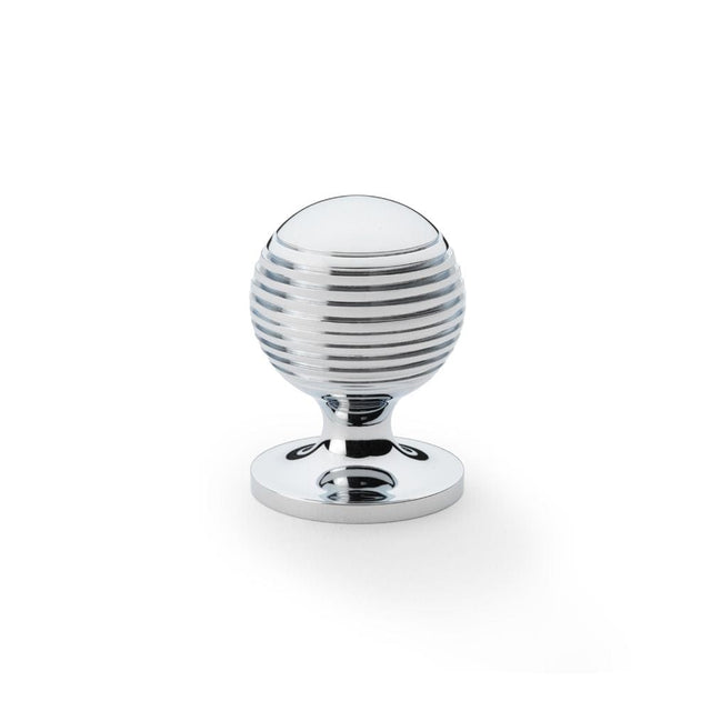 Alexander & Wilks Cabinet Hardware Polished Chrome / Cabinet Knobs / 32mm Dia. Alexander & Wilks Caesar Cupboard Knob on Round Rose - Polished Chrome - 32mm