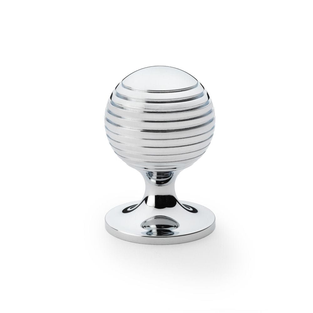 Alexander & Wilks Cabinet Hardware Polished Chrome / Cabinet Knobs / 38mm Dia. Alexander & Wilks Caesar Cupboard Knob on Round Rose - Polished Chrome - 38mm