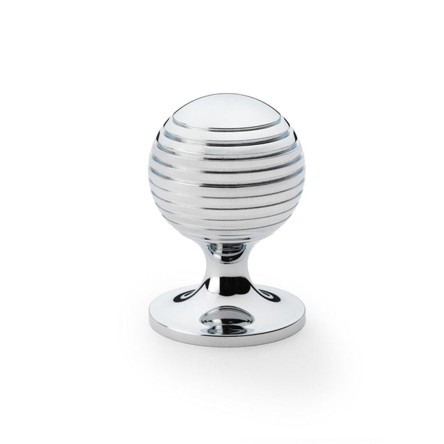 Alexander & Wilks Cabinet Hardware Polished Chrome / Cabinet Knobs / 38mm Dia. Alexander & Wilks Caesar Cupboard Knob on Round Rose - Polished Chrome - 38mm