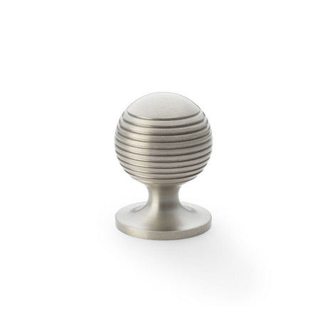 Alexander & Wilks Cabinet Hardware Satin Nickel / Cabinet Knobs / 32mm Dia. Alexander & Wilks Caesar Cupboard Knob on Round Rose - Satin Nickel - 32mm