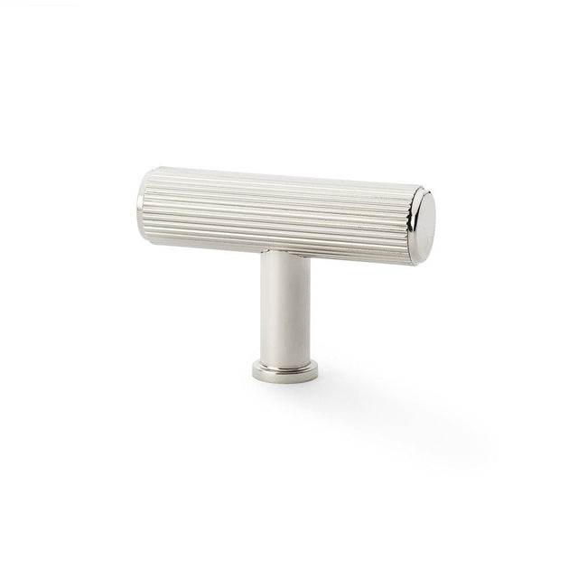 Alexander & Wilks Cabinet Hardware Polished Nickel / Cabinet Knobs Alexander & Wilks Crispin Reeded T-bar Cupboard Knob - Polished Nickel