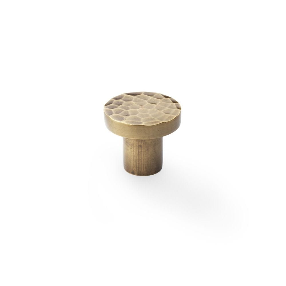 Alexander & Wilks Cabinet Hardware Antique Brass / Cabinet Knobs / 30mm Dia. Alexander & Wilks Hanover Hammered Cupboard Knob - Antique Brass - 30mm