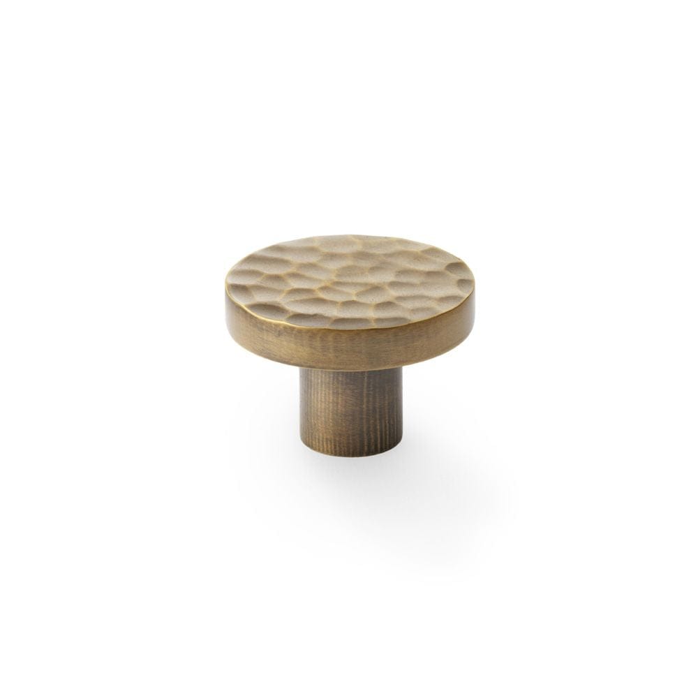Alexander & Wilks Cabinet Hardware Antique Brass / Cabinet Knobs / 38mm Dia. Alexander & Wilks Hanover Hammered Cupboard Knob - Antique Brass - 38mm