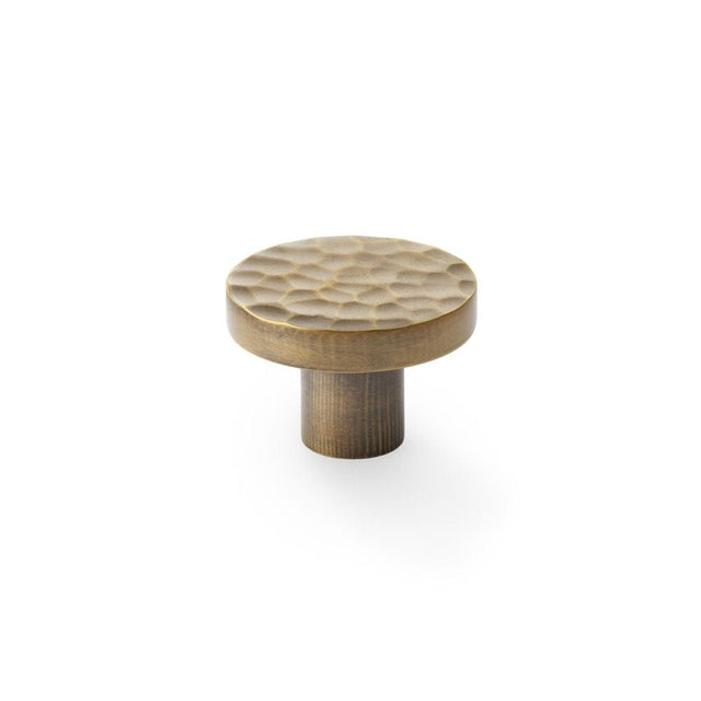 Alexander & Wilks Cabinet Hardware Antique Brass / Cabinet Knobs / 38mm Dia. Alexander & Wilks Hanover Hammered Cupboard Knob - Antique Brass - 38mm