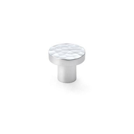 Alexander & Wilks Cabinet Hardware Polished Chrome / Cabinet Knobs / 30mm Dia. Alexander & Wilks Hanover Hammered Cupboard Knob - Polished Chrome - 30mm