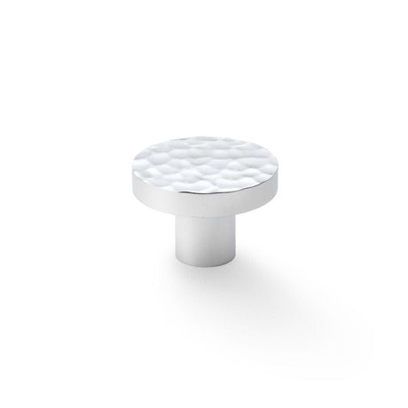 Alexander & Wilks Cabinet Hardware Polished Chrome / Cabinet Knobs / 38mm Dia. Alexander & Wilks Hanover Hammered Cupboard Knob - Polished Chrome - 38mm
