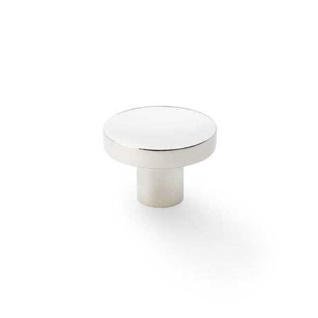 Alexander & Wilks Cabinet Hardware Polished Nickel / Cabinet Knobs / 38mm Dia. Alexander & Wilks Hanover Plain Cupboard Knob - Polished Nickel - Knob 38mm