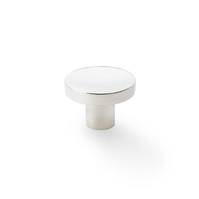 Alexander & Wilks Cabinet Hardware Polished Nickel / Cabinet Knobs / 38mm Dia. Alexander & Wilks Hanover Plain Cupboard Knob - Polished Nickel - Knob 38mm