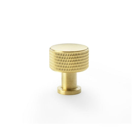 Alexander & Wilks Cabinet Hardware Satin Brass PVD / Cabinet Knobs / 29mm Dia. Alexander & Wilks Lucia Knurled Cupboard Knob - Satin Brass PVD - 29mm