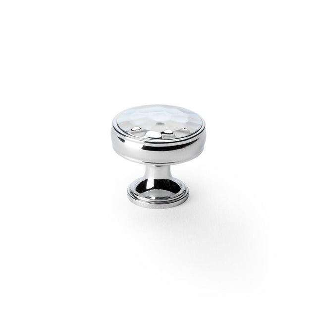 Alexander & Wilks Cabinet Hardware Polished Chrome / Cabinet Knobs / 32mm Dia. Alexander & Wilks Lynd Hammered Cupboard Knob - Polished Chrome - 32mm