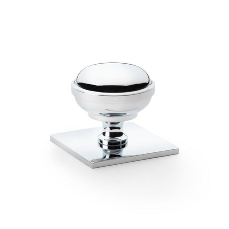 Alexander & Wilks Cabinet Hardware Polished Chrome / Cabinet Knobs / 38mm Dia. Alexander & Wilks Quantock Cupboard Knob on Square Backplate - Polished Chrome - 38mm