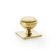 Alexander & Wilks Cabinet Hardware Satin Brass PVD / Cabinet Knobs / 34mm Dia. Alexander & Wilks Quantock Cupboard Knob on Square Backplate - Satin Brass PVD - 34mm