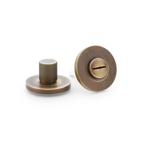 Alexander & Wilks Door Furniture Antique Brass / Bathroom Turn & Release Alexander & Wilks Reeded Thumbturn and Release - Antique Brass