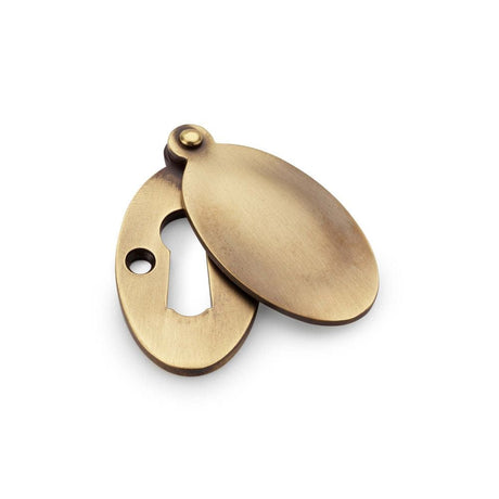 Alexander & Wilks Door Furniture Antique Brass / Mortice Key Profile Escutcheons Alexander & Wilks Standard Key Profile Ellipse Escutcheon with Harris Design Cover - Antique Brass