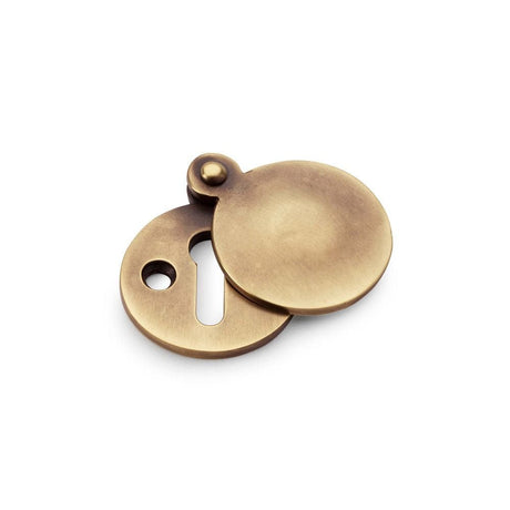 Alexander & Wilks Door Furniture Antique Brass / Mortice Key Profile Escutcheons Alexander & Wilks Standard Key Profile Round Escutcheon with Harris Design Cover - Antique Brass
