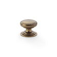 Alexander & Wilks Cabinet Hardware Antique Brass / Cabinet Knobs / 32mm Dia. Alexander & Wilks Waltz Round Cupboard Knob on Stepped Rose - Antique Brass - 32mm