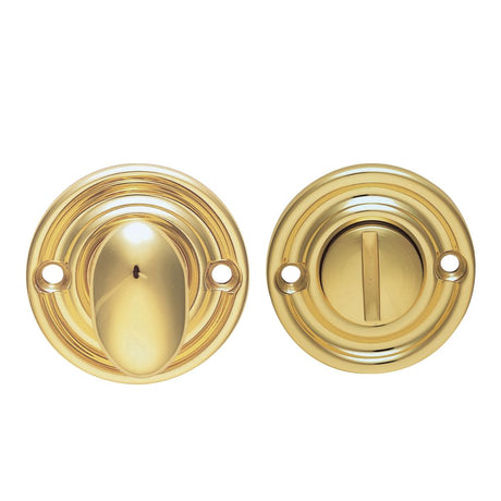 This is an image of a Carlisle Brass - Oval Turn and Release - Polished Brass that is availble to order from Trade Door Handles in Kendal.