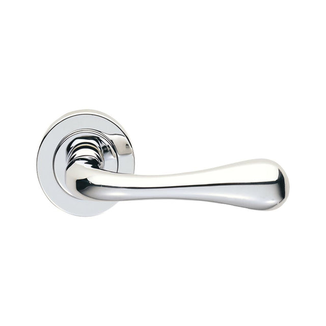 This is an image of a Manital - Astro Lever on Round Rose - Polished Chrome that is availble to order from Trade Door Handles in Kendal.