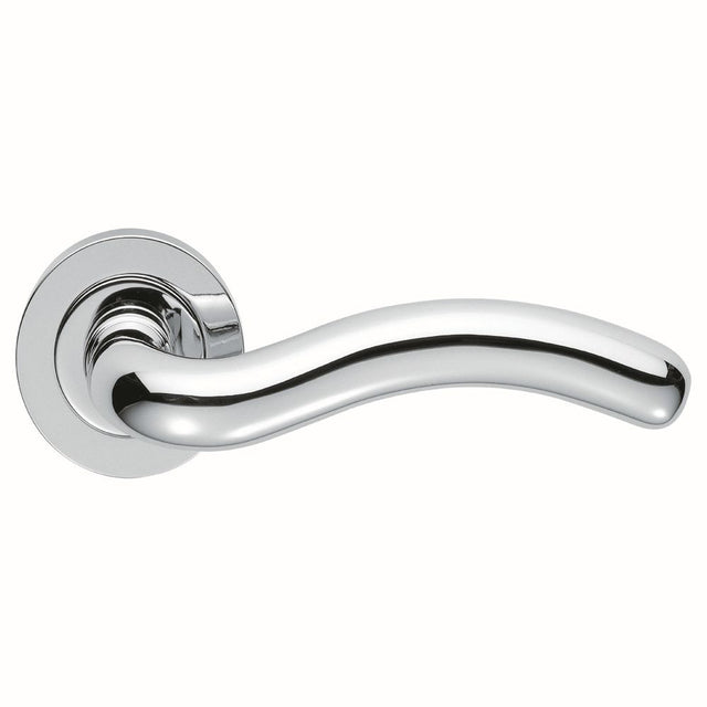 This is an image of a Manital - Squiggle Lever on Round Rose - Polished Chrome  that is availble to order from Trade Door Handles in Kendal.