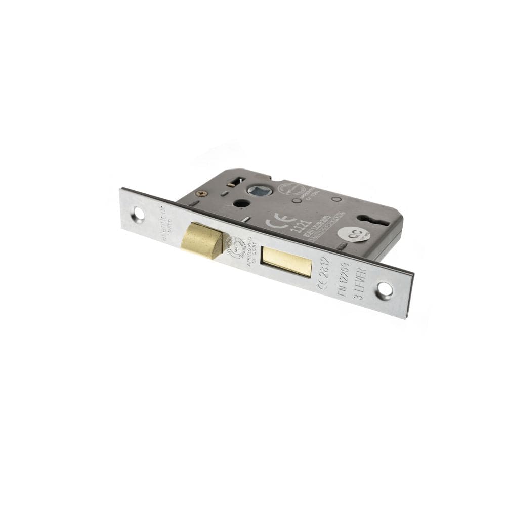 Atlantic Hardware Locks & Latches Polished Chrome / 3 Lever Sashlocks / 3" / 76mm Atlantic 3 Lever Key Sashlock [CE] 3" - Polished Chrome