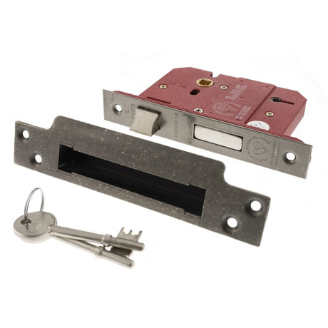Atlantic Hardware Locks & Latches Distressed Silver / 5 Lever Sashlocks / 2.5" / 65mm Atlantic 5 Lever Key Sashlock [BS] 2.5" - Distressed Silver