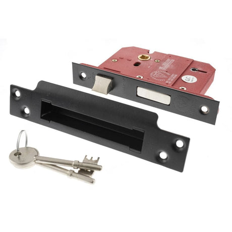 Atlantic Hardware Locks & Latches Matt Black / 5 Lever Sashlocks / 3" / 76mm Atlantic 5 Lever Key Sashlock [BS] 3" - Matt Black