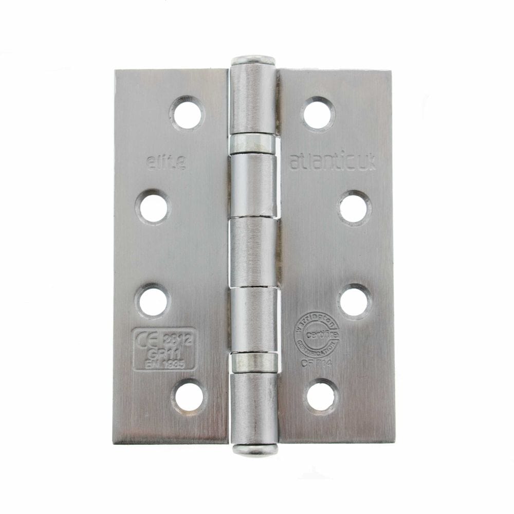 Atlantic Hardware Hinges Satin Chrome / Ball Bearing Hinges / 4" x (102mm) Atlantic Ball Bearing Hinges Grade 11 Fire Rated 4" x 3" x 2.5mm - Satin Chrome