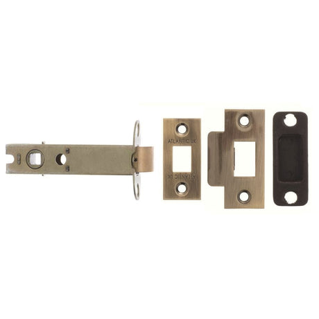 Atlantic Hardware Locks & Latches Antique Brass / Tubular Mortice Latch / 4" Atlantic Heavy Duty Bolt Through Tubular Latch 4" - Antique Brass