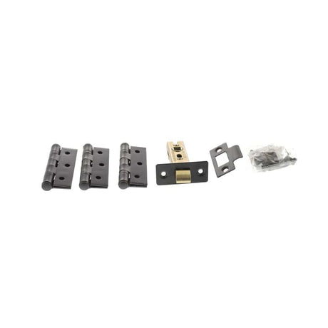 Atlantic Hardware Door Furniture Matt Black / Hinge and Latch Pack Atlantic Latch Pack [CE] 2.5" (Latch x1) + 3"x2" (Hinge x3) - Matt Black
