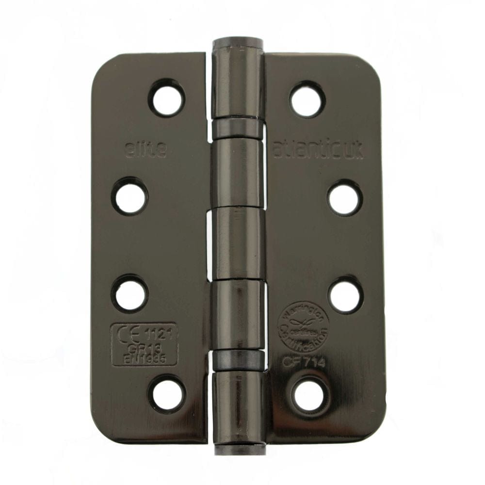 Atlantic Hardware Hinges Black Nickel / Ball Bearing Hinges / 4" x (102mm) Atlantic Radius Corner Ball Bearing Hinges 4" X 3" X 3mm - Black Nickel