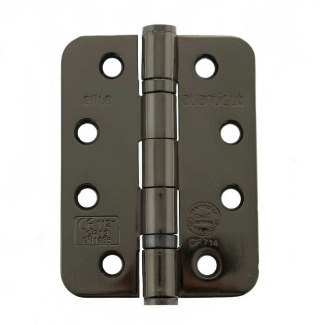Atlantic Hardware Hinges Black Nickel / Ball Bearing Hinges / 4" x (102mm) Atlantic Radius Corner Ball Bearing Hinges 4" X 3" X 3mm - Black Nickel