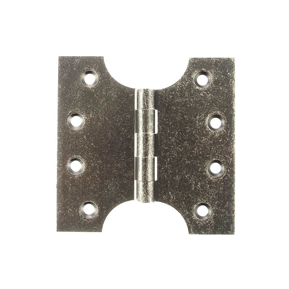 Atlantic Hardware Hinges Distressed Silver / Parliament Hinges / 4" x (102mm) Atlantic (Solid Brass) Parliament Hinges 4" x 2" x 4mm - Distressed Silver