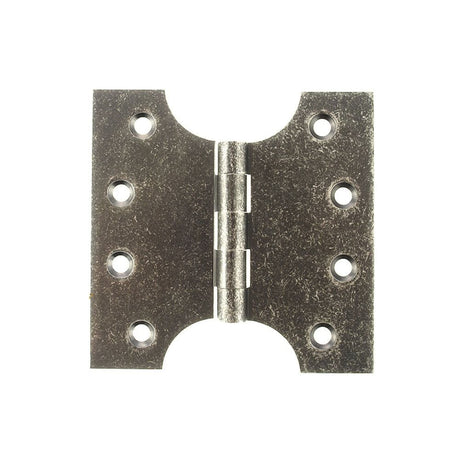 Atlantic Hardware Hinges Distressed Silver / Parliament Hinges / 4" x (102mm) Atlantic (Solid Brass) Parliament Hinges 4" x 2" x 4mm - Distressed Silver